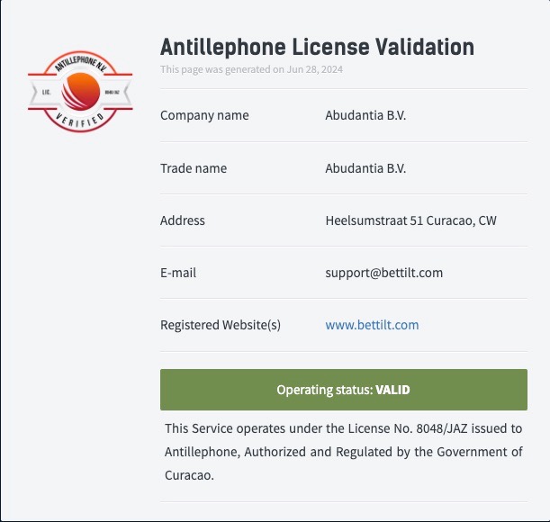 Bettilt Online em Portugal com licença de Curaçao. Licença regulamentada da Bettilt em Portugal, garantindo segurança.