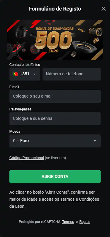 O processo de registro no casino online Leon